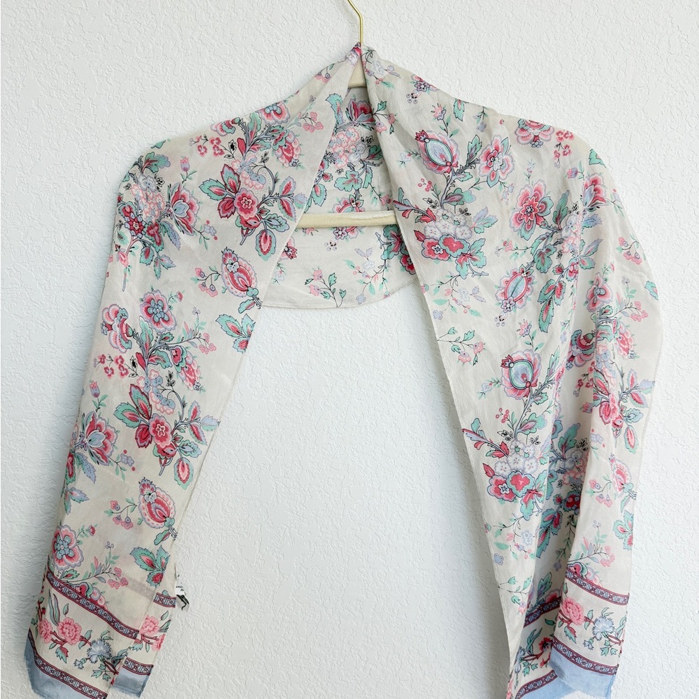Vintage DESIGNER PURE SILK SCARF Women’s 100% Silk Multicolors Floral - Picture 3 of 4